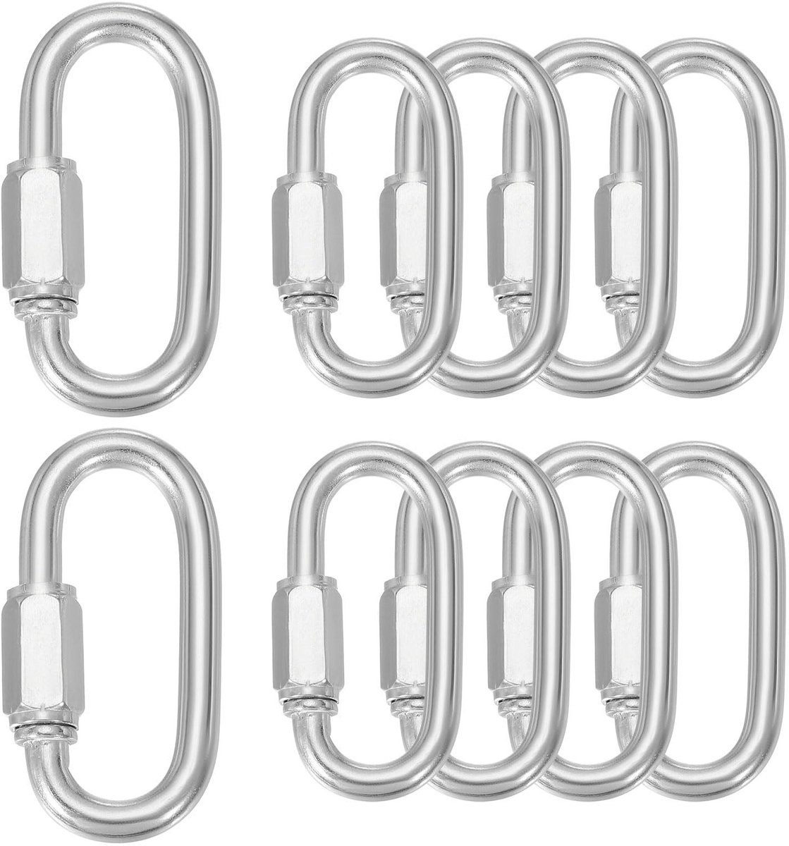 Omgoods - Snelschakels Roestvrijstaal 5,8 cm - 10 Stuks voor Outdoor en Camping