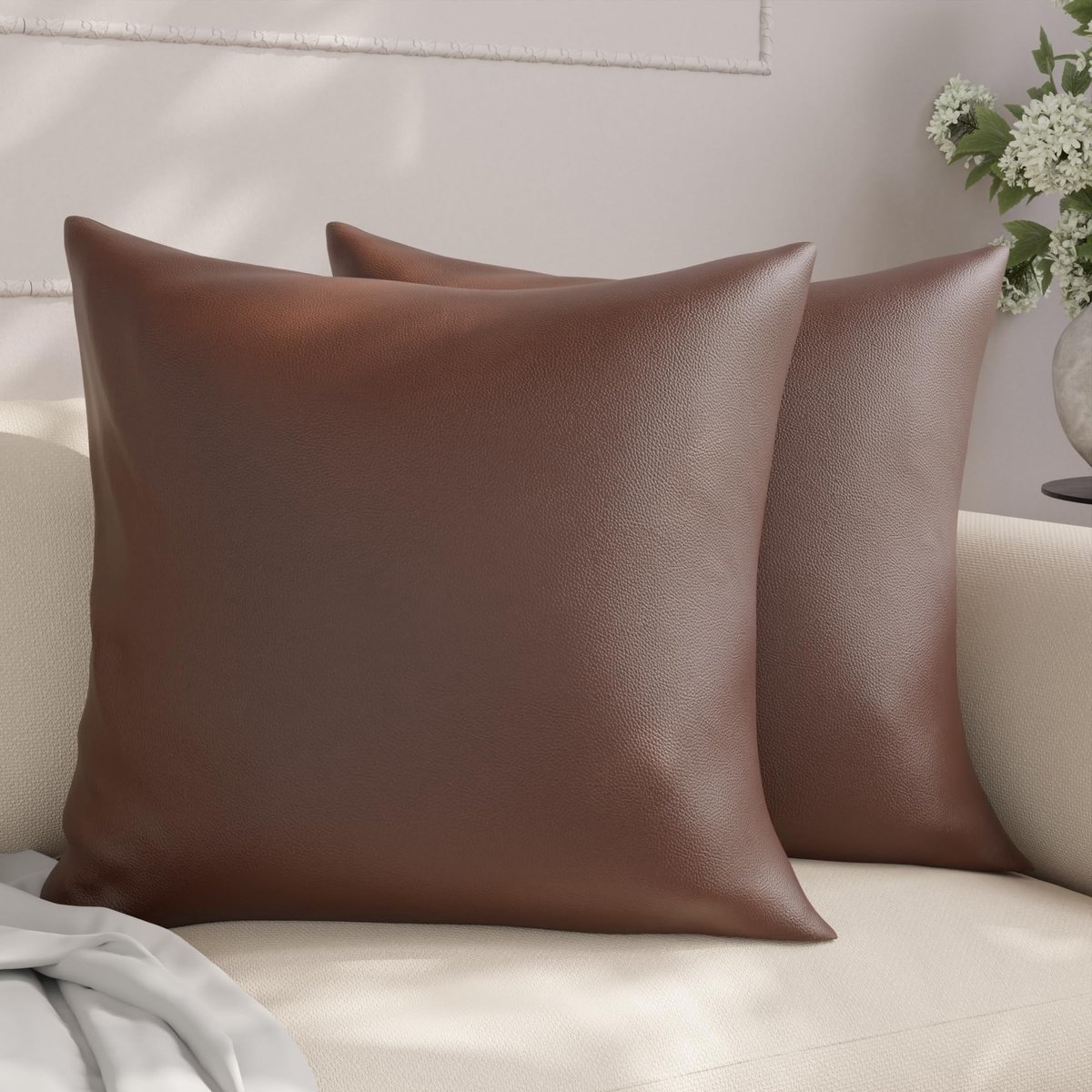 Omgoods - Decoratieve Kussenhoezen van Kunstleer 60 x 60 cm