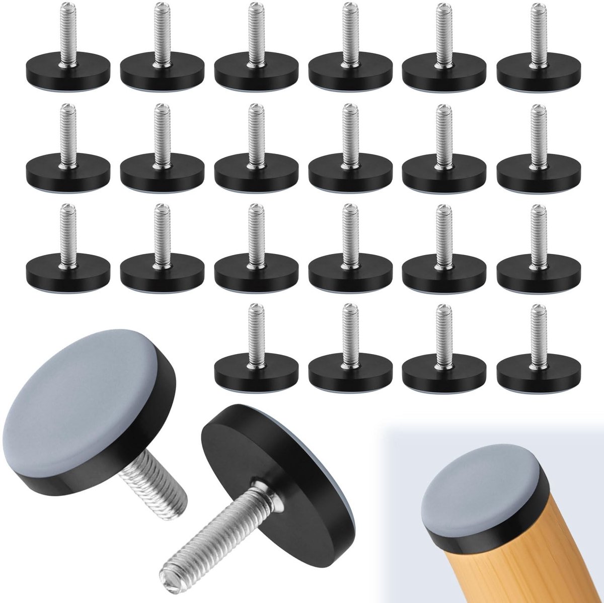 Omgoods - Set van 24 Teflon Meubelglijders met M6 Schroefdraad