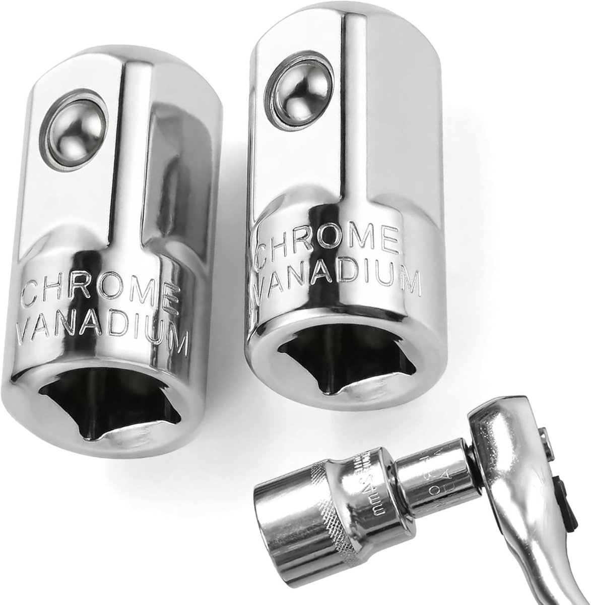 2 Piece Socket Wrench Adapter, Female to Male 1/4 Inch to 1/2 Inch Tightening Force Size Converter for Ratchets and - ShopVlot