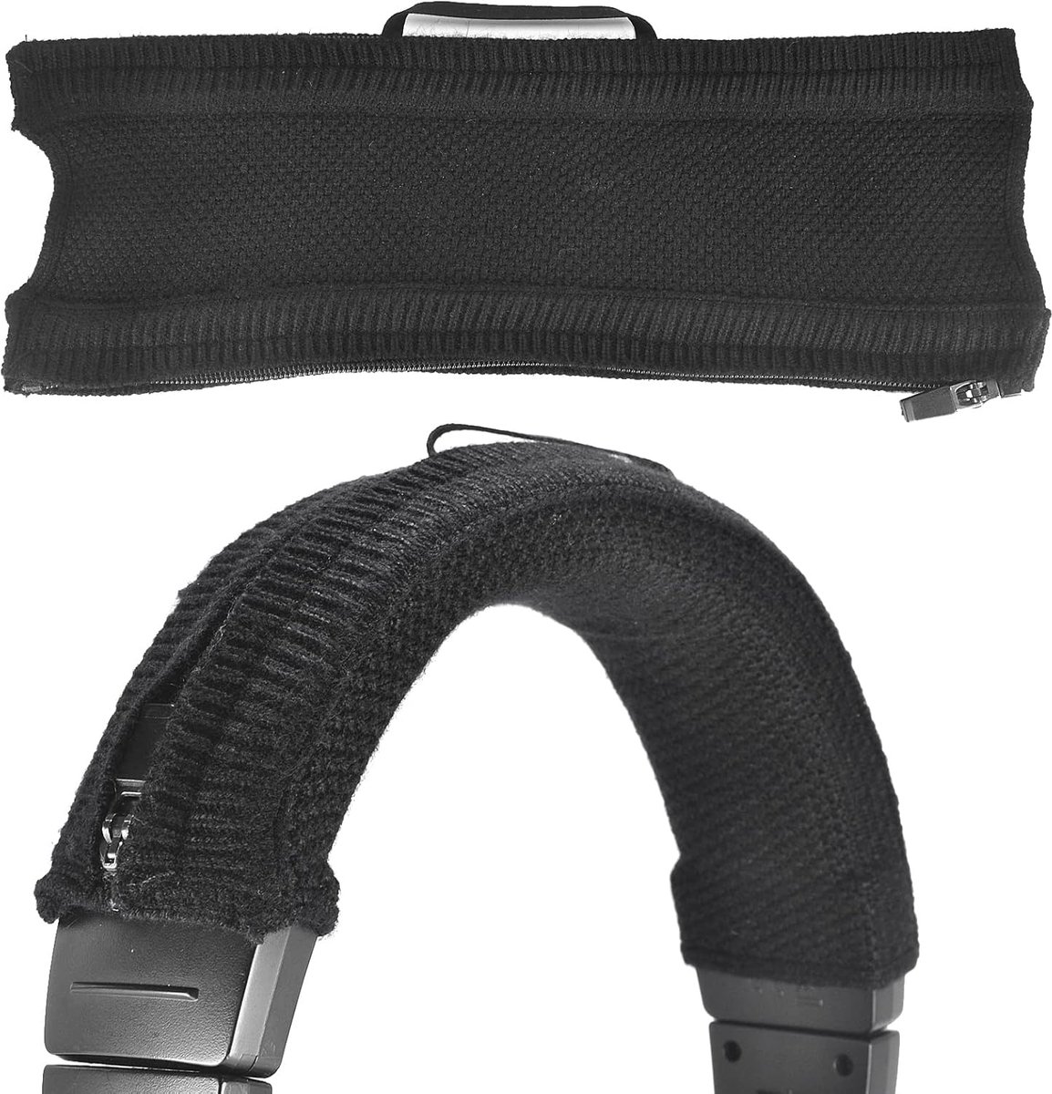 Hoofdbandbescherming van gebreide stof, compatibel met Bose QC2/QC35, Beats Solo 2/3, JBL, Sony en meer, reservehoofdkussen met ritssluiting