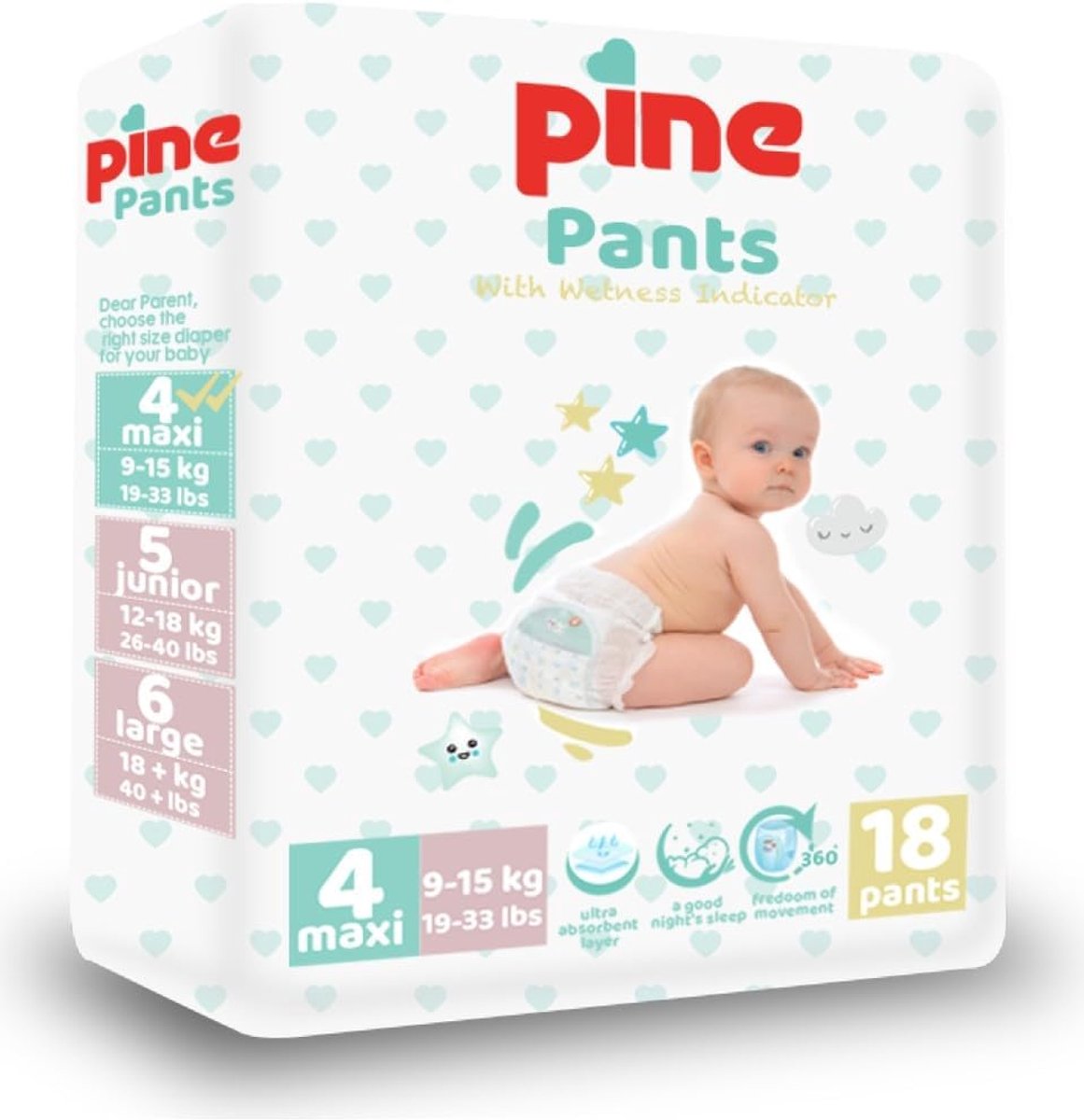 SnelShoppen - Wegwerp Baby Luiers met Vochtindicator, Super Absorberend en Huidvriendelijk, Maat 4, 18 Stuks, Ideaal voor Baby's, Hypoallergeen en Geu