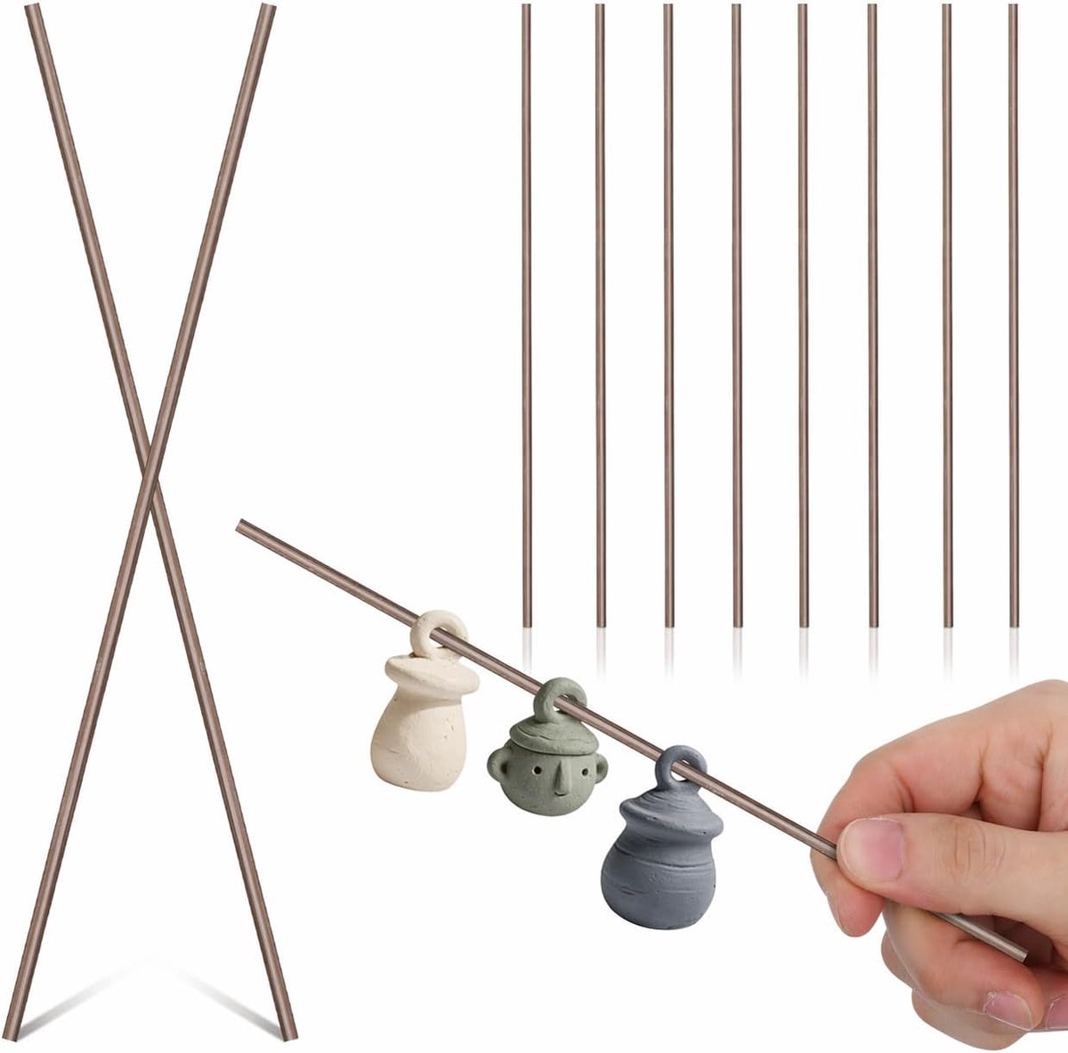jojofuny 10 stuks wolfraamdraad, 3 mm, voor keramische oven, hittebestendige branddraad, pottenbakkersaccessoires, kanthaaldraad, alternatieve brandstaven voor het maken van sieraden, ophangdraad
