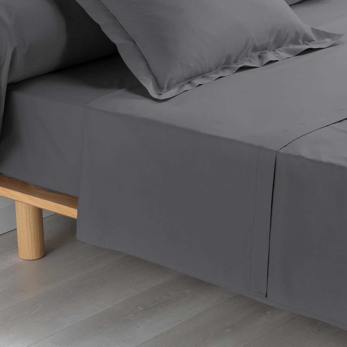 douceur d'intérieur, Bedlaken (240 x 300 cm) perkaline antraciet, perkal katoen