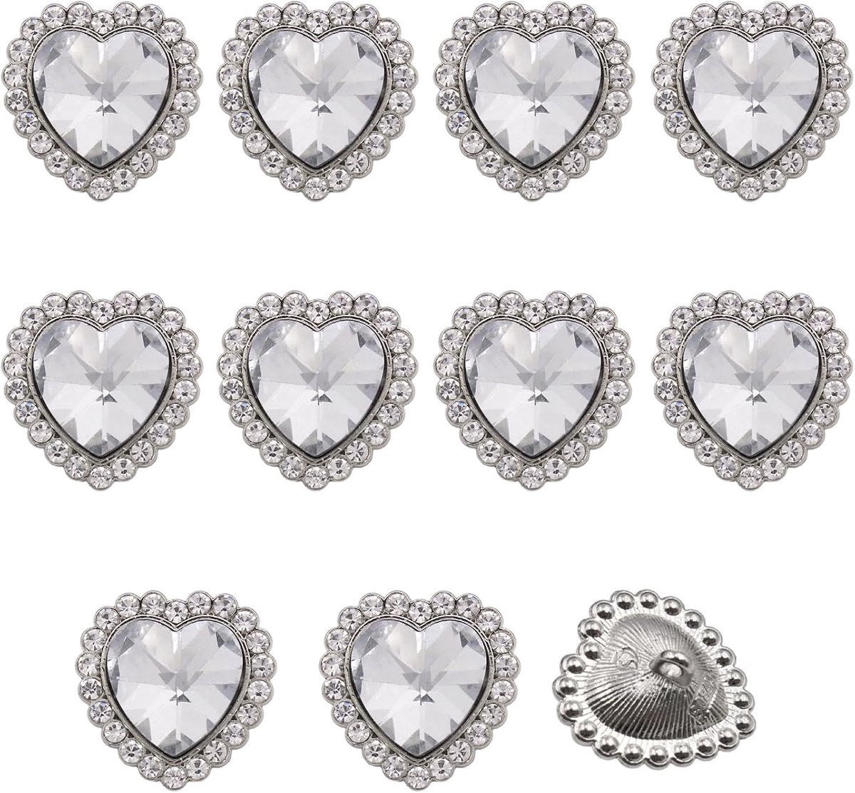 Knopen goud retro vintage parelknopen faux parel buttons hart kristal strass knoop parel-perzik hartknopjes voor kleding, doe-het-zelf knutseltassen (transparant (28 mm))