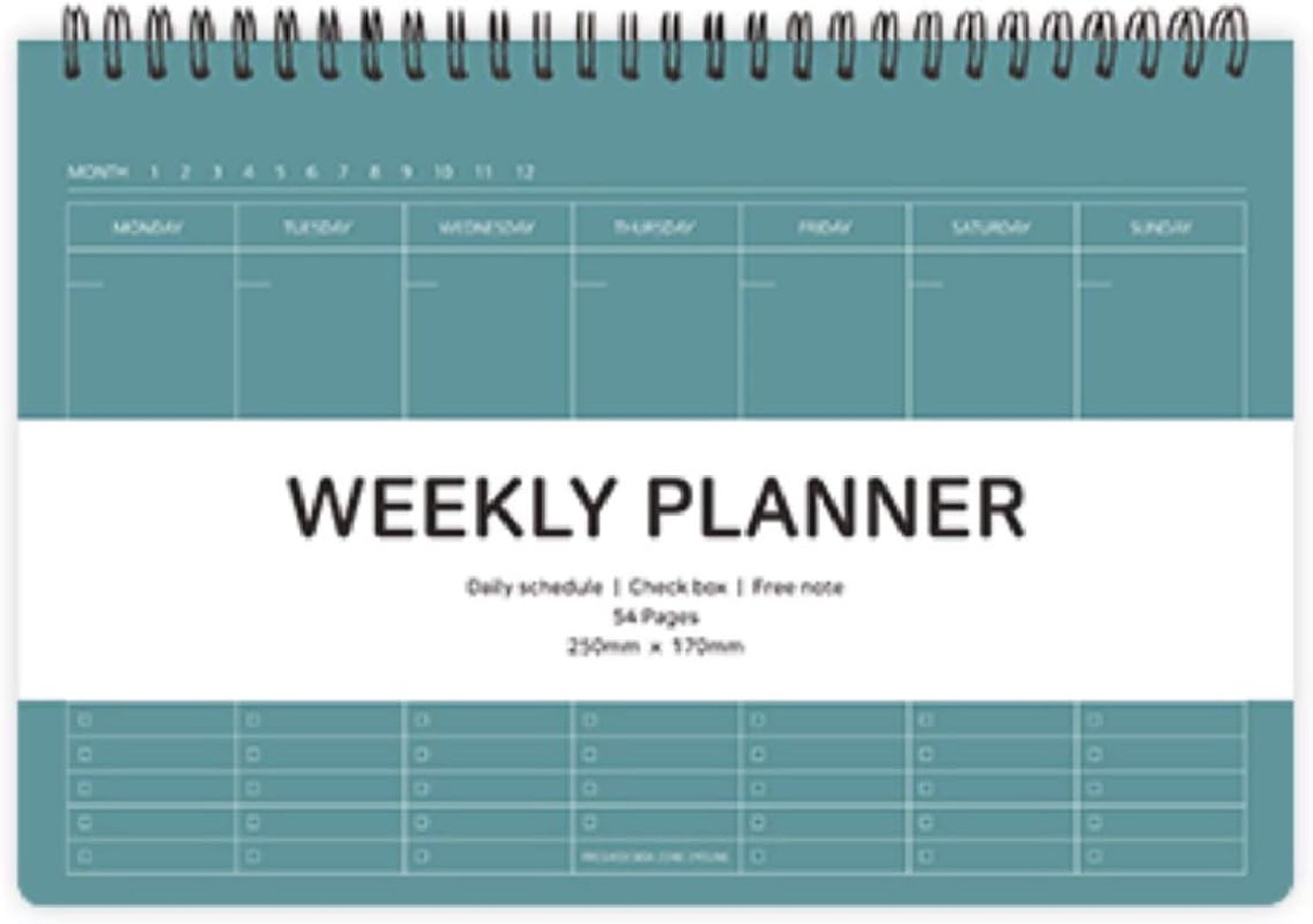Elite Check Weekplanner - draadgebonden ongedateerde week- en dagelijkse planner, selectievakje, gratis notitie/250 x - ShopVlot