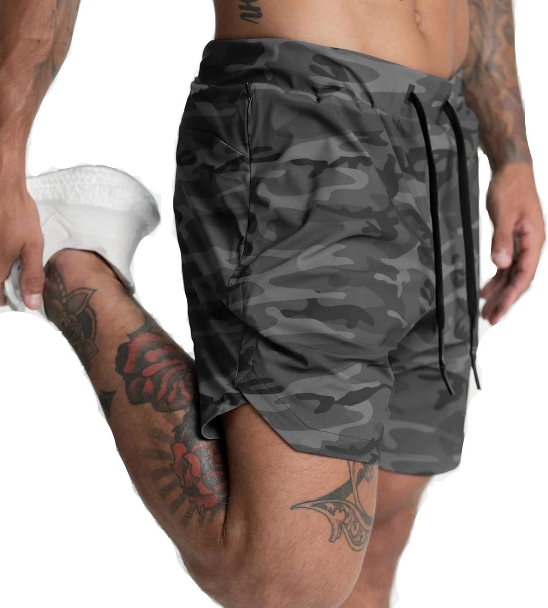 Shorts voor heren, korte broek, sneldrogende sportbroek, sneldrogende hardloopshorts, gym, trainingsshorts, kort, sneldrogend, ritszak