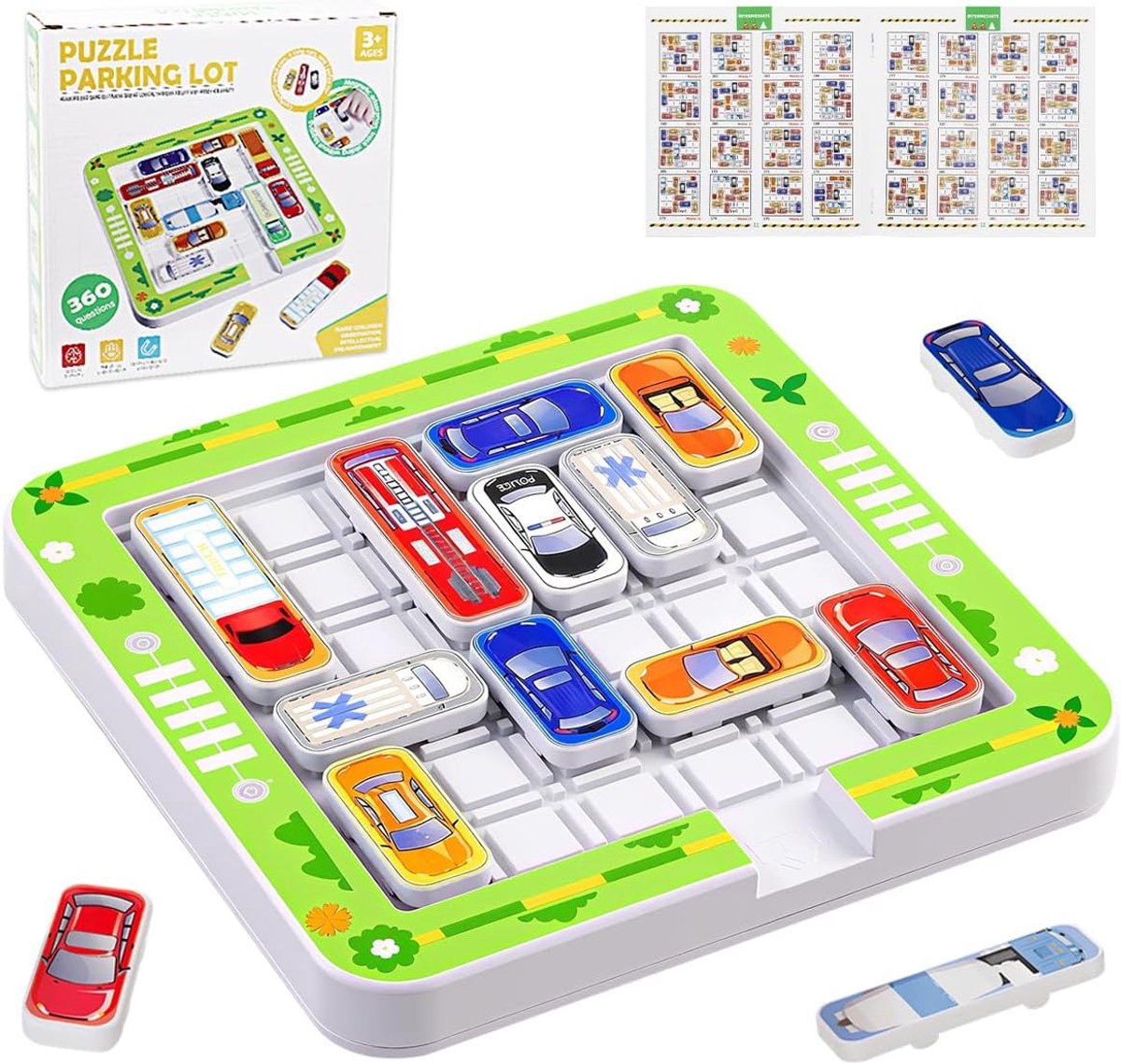 Labyrinth spel, logicaspelletjes vanaf 6 jaar, parkeerspellen, auto speelgoed, opbergspel, logicaspelen met 360 niveaus, denklogica, puzzelspelletjes vanaf 3, 4, 5, 6, 7, 8 jaar, kinderspeelgoed