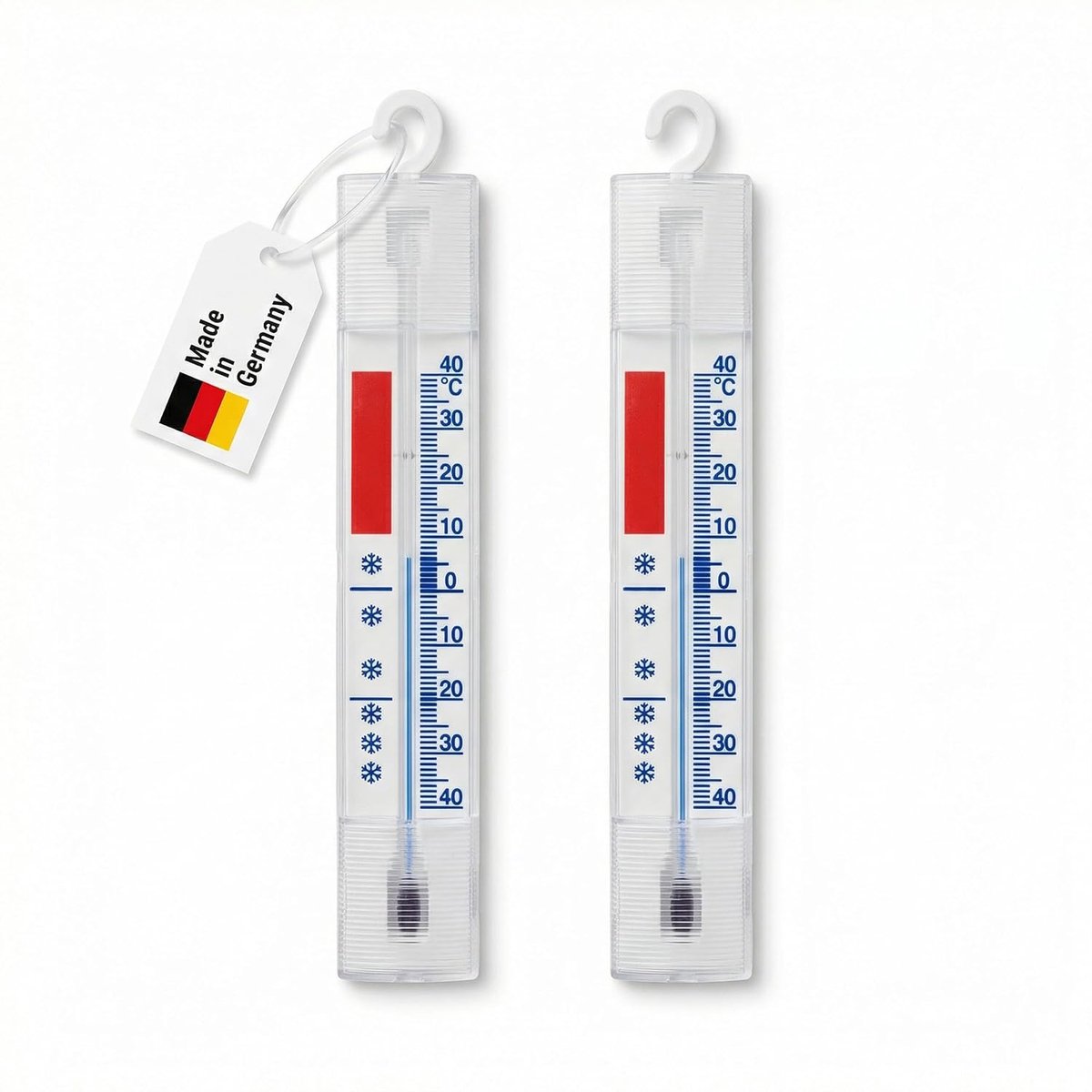 Thermometers met haken om op te hangen, temperatuur + - 40 °C, analoge thermometer voor levensmiddelen in koelapparaten zoals koelkast, vriezer, koeltoonbank en vriezer