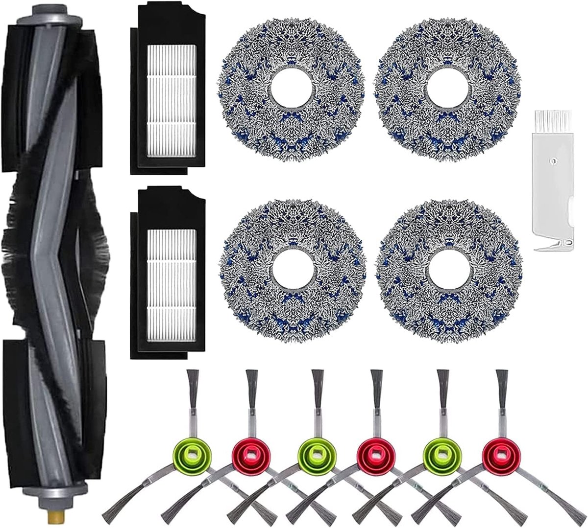 Kit Onderdelen voor Ecovacs Debot X1 TURBO / X1 OMNI / T10 TURBO Stofzuiger, 1 Hoofdborstel, 2 Hepa filter, 6 Zijborstel, 4 Rag, 1 Borstel