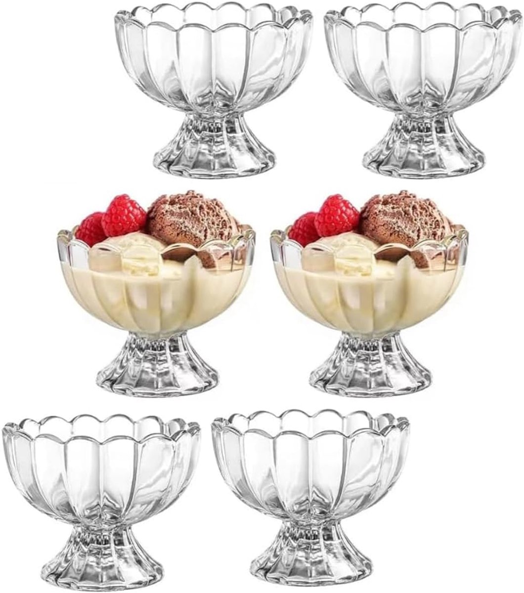 6 stuks set 150 ml kleine schattige tulp helder glas dessertkommen/kopjes - perfect voor dessert, ijscoupes, ijs, fruit, salade, snack, cocktail, specerijen, kleinigheden en verjaardagsfeestjes