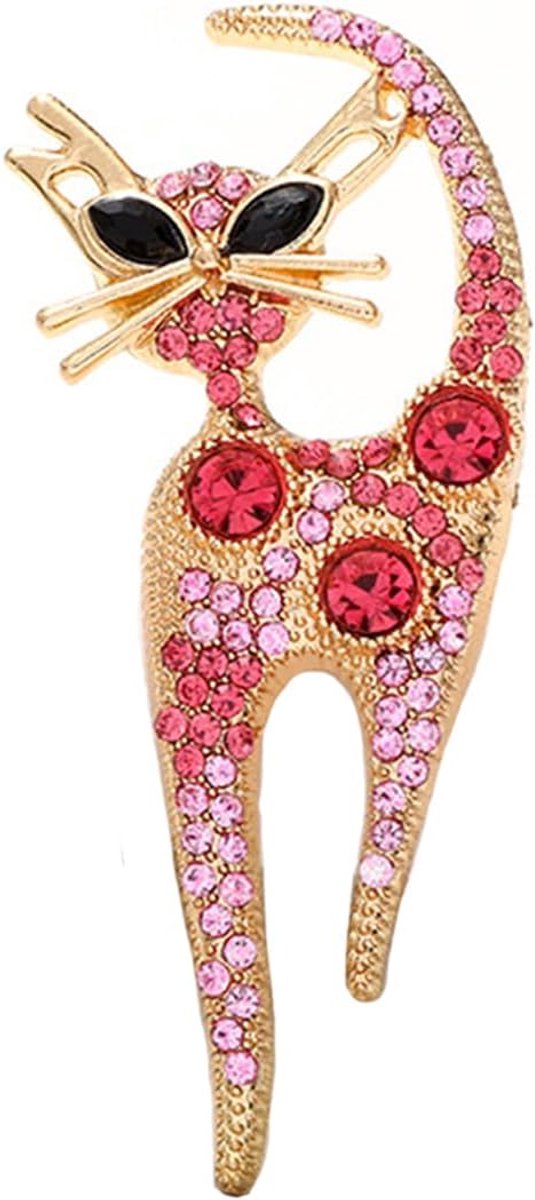 1 stuk strass-kattenbroche voor dames, vintage kattenbroche stras-katten-reversspeld broches voor kleding