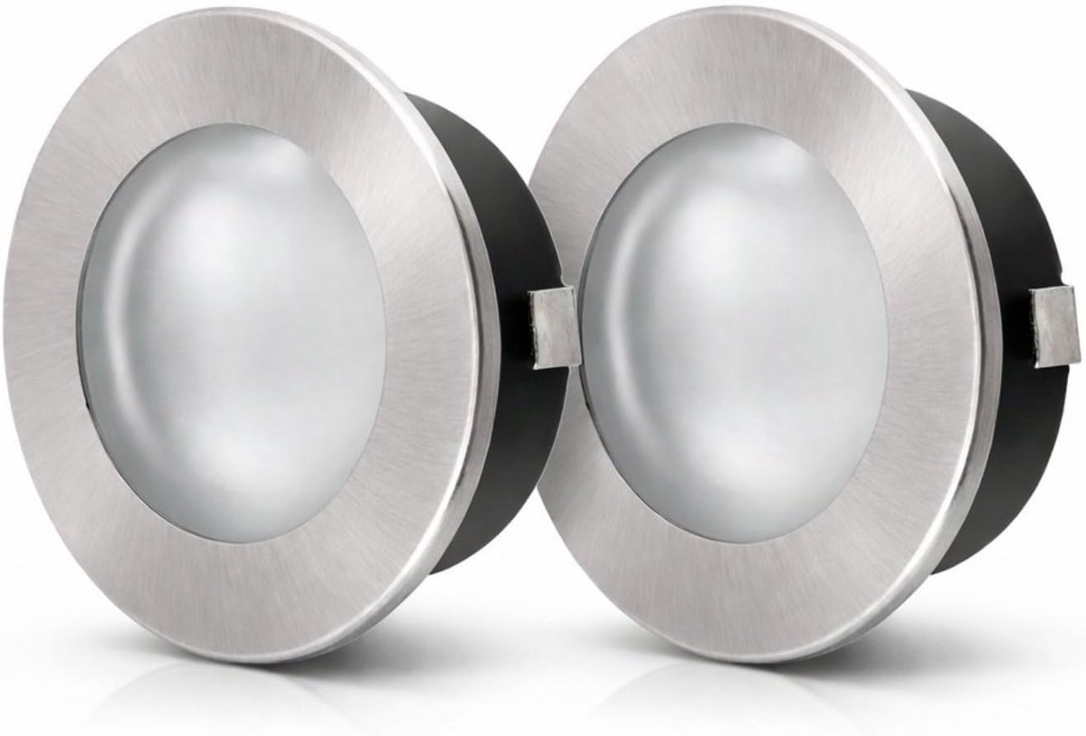 Volledig metalen inbouwspots G4 12 V, glazen afdekplaat, 2 stuks