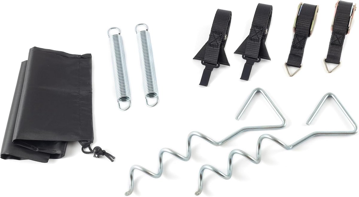 luifelset voor Thule Omnistor – stormbeveiliging voor luifel en voortent, camperaccessoires, 2 x 35 cm grondankers, 2 x spanbanden, 2 x veer, 1 x tas