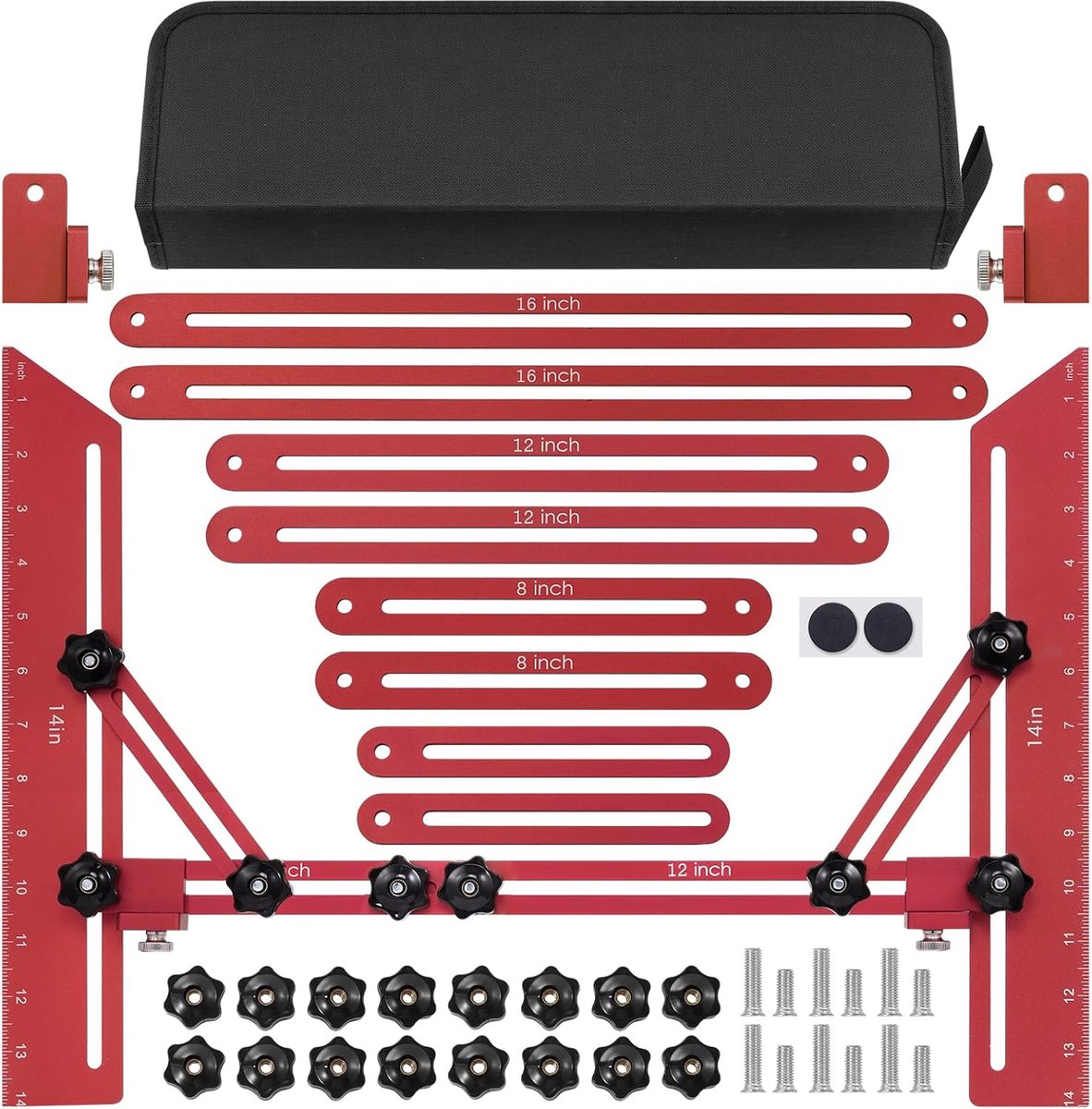 traptredengereedschap voor traptreden, trapmeter met hulpsteunstang en opbergtas, trapmeter voor trapsteunen en scheidingswanden (verstelbare lengte 10,5 tot 153,7 cm)
