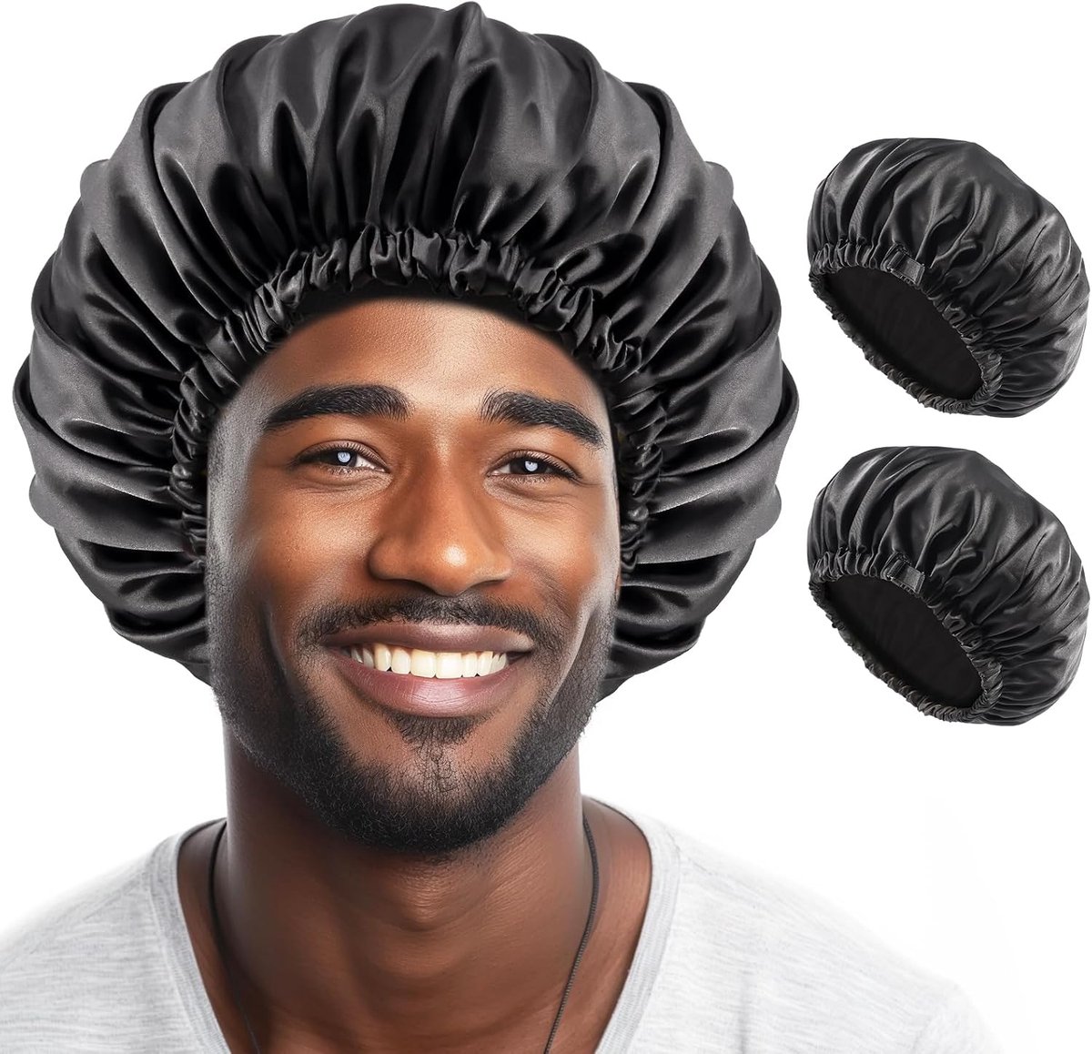 2 stuks bonnet voor mannen, haar zijden mutsen om te slapen heren verstelbare satijnen nachtmuts voor dreadlocks afrovlechten krullend
