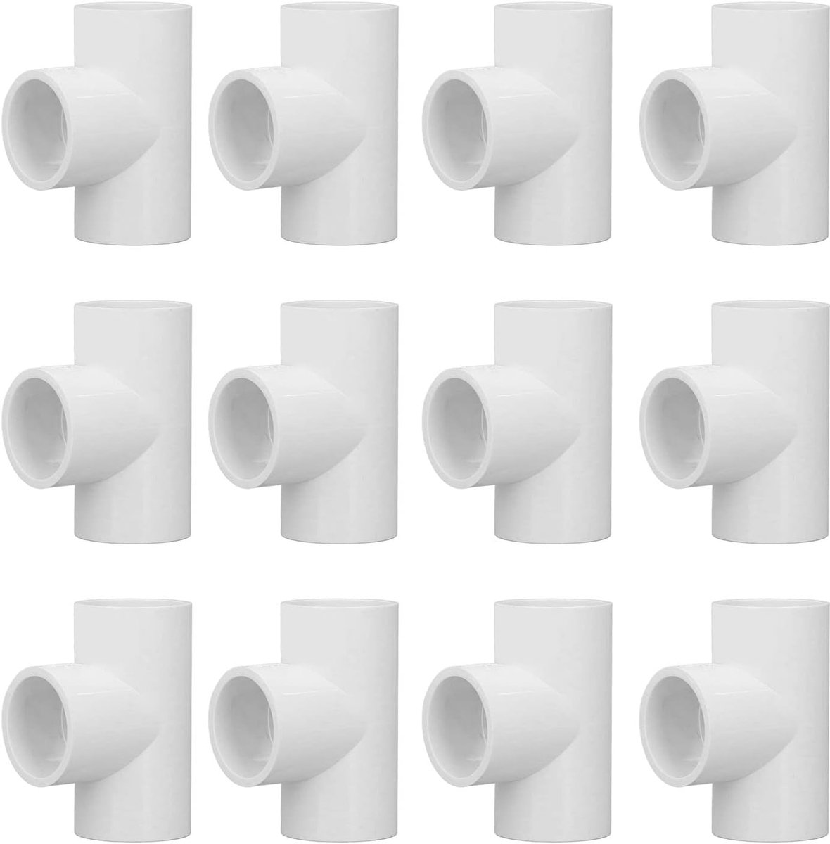 3-weg buisschroefverbindingen, 12 stuks PVC hoekbuisverbinders, T-vormige 90 graden, 25 mm binnendiameter buisschroefverbinding, rechthoekige hoek, buisconnector voor verbinding