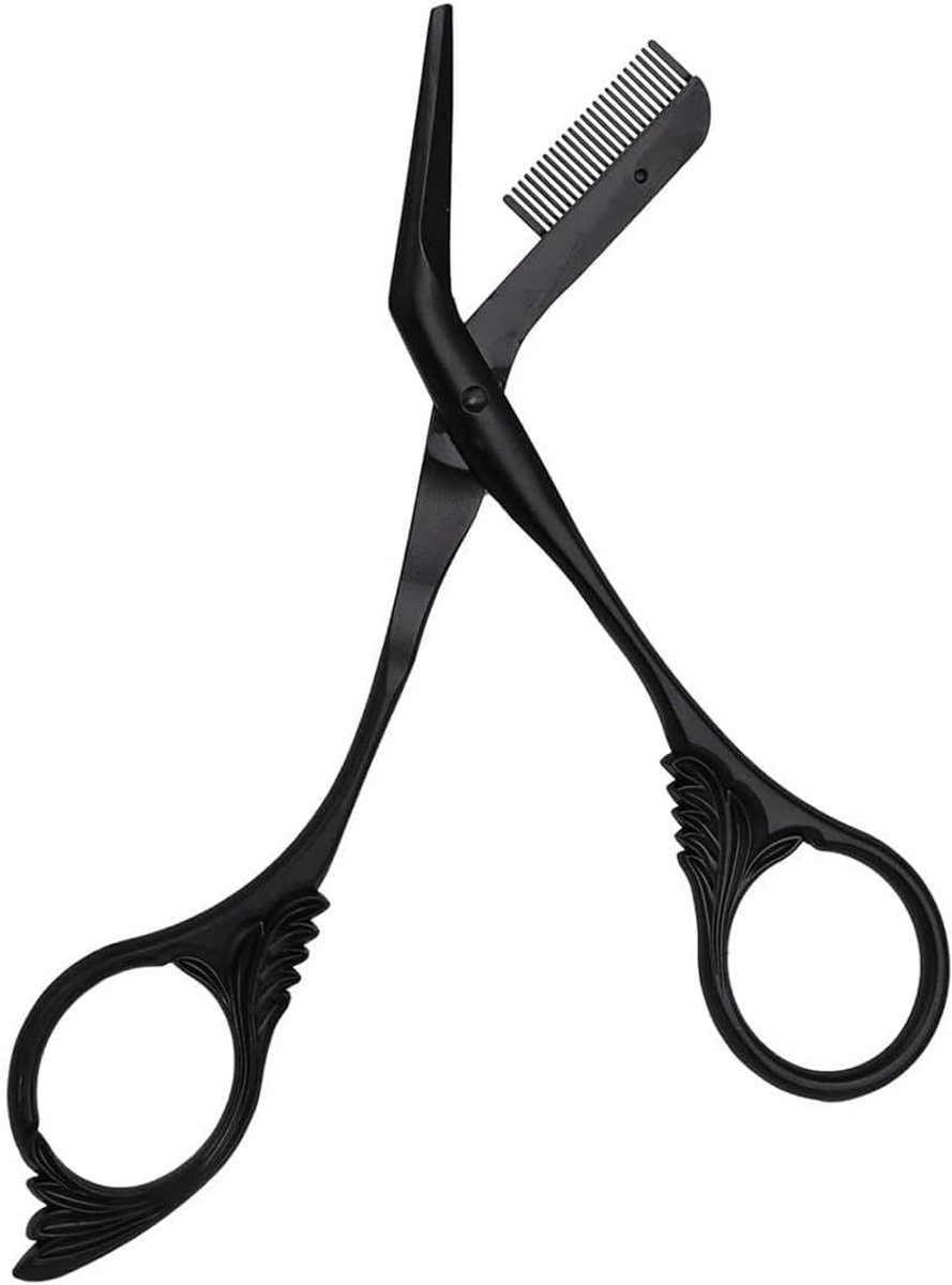 1 wenkbrauwtrimmer van roestvrij staal, wenkbrauwschaar met kam, beauty-wenkbrauwschaar, geschikt voor mannen en vrouwen