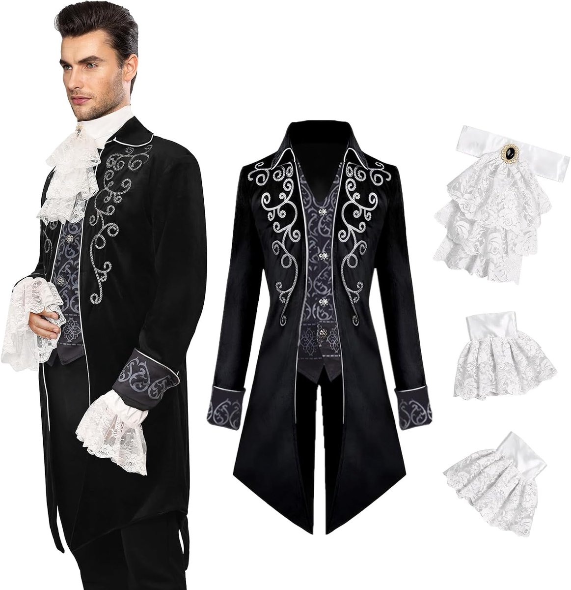 kostuum voor heren: steampunk-jas, gothic, overjas, Victoriaanse jas voor heren, Halloween, piraten, vampier, cosplay
