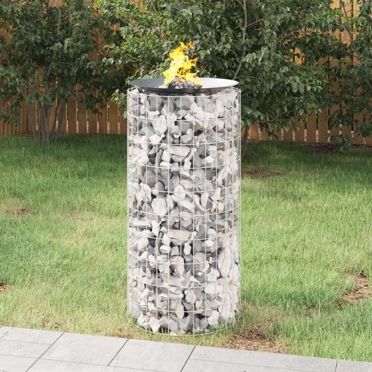Schanskorf Haard - Vuurkorf Buiten - Terras Verwarmen - Stabiele Constructie - Ø 50 x 100 cm - Zilverkleurig