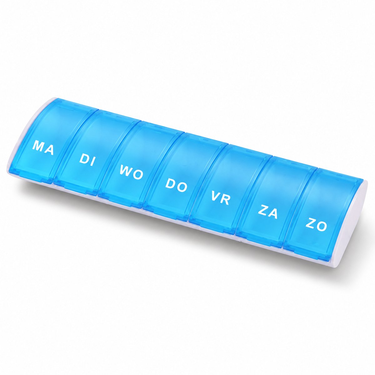 Knaak Pillendoosje 7 Dagen Nederlands - Medicijndoos - Weekbox - Medicijnen Organizer - Grote Vakken - Blauw