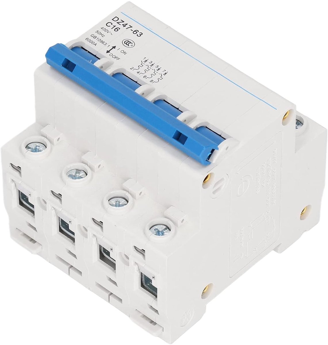 SnelShoppen - 4-polige Miniatuur Aardlekschakelaar 16A 400V 50Hz - Hoogwaardige PA66 Nylon Behuizing - Voor DIN-Rails - Veilig en Betrouwbaar
