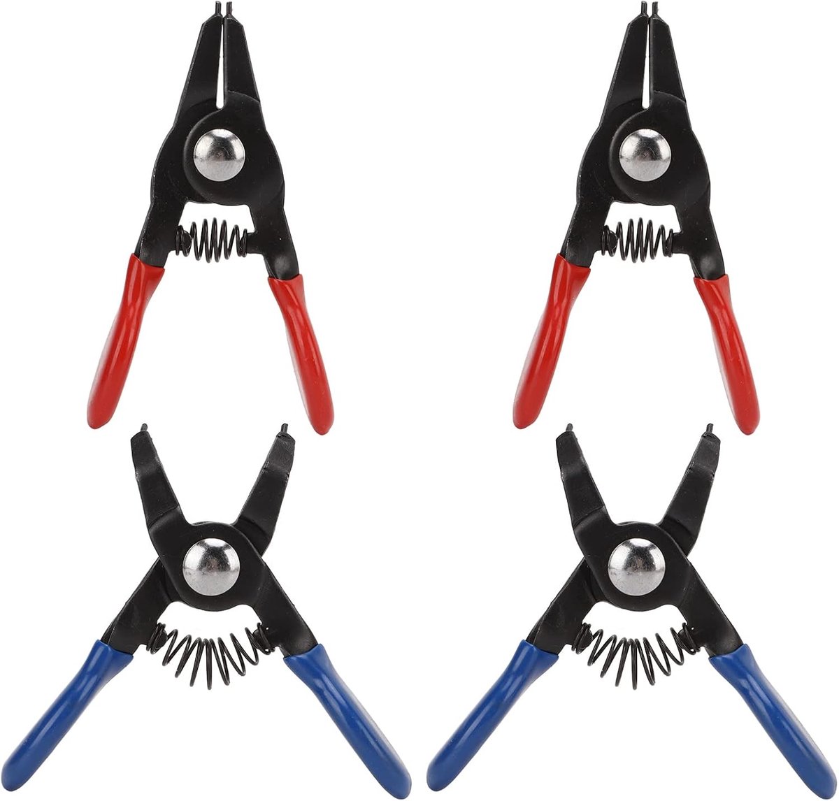 SnelShoppen - Mini Circuit Ring Tang Set, Universele 4-delige Metaal Kleine Veer Binnen Buiten Bevestigingsringen Tang Set voor Nauwe Ruimtes