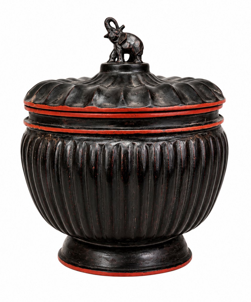 Fine Asianliving Thai Storage Pot Handmade Black D30xH40cm