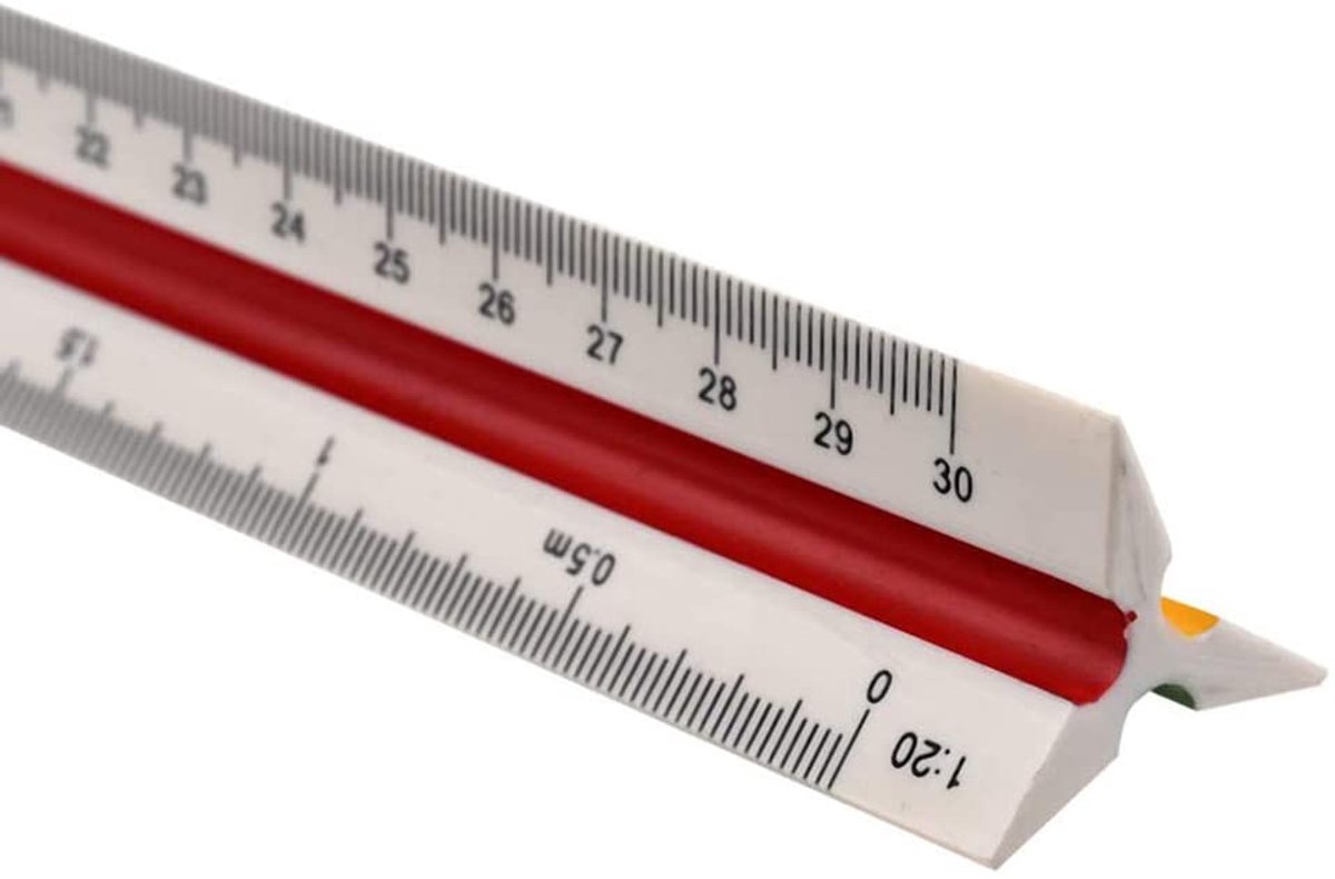 SnelShoppen - Plastic Driehoekige Liniaal 30 cm - Meetlat met Schaalverdeling 1:20, 1:25, 1:50, 1:75, 1:100, 1:125 - Precisie Meetinstrument voor Arch