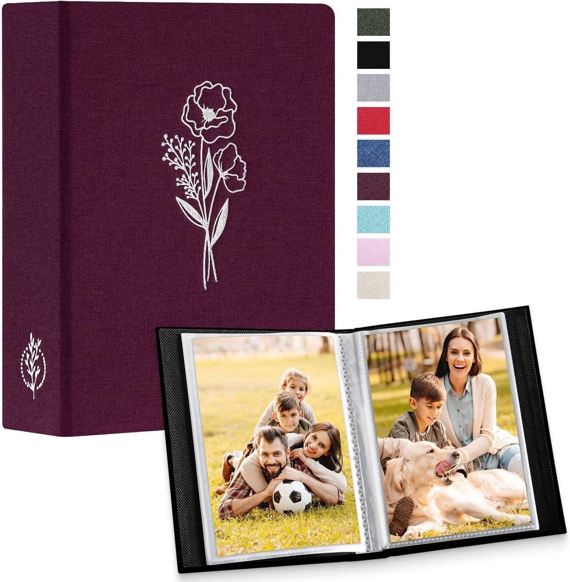 SnelShoppen - 2x Kleine Fotoalbums 6x4, Houdt 100 Foto's, Invoervakken, Linnen Kaft, Geschikt voor 10x15 cm Portret Foto's, Paars, Ideaal Cadeau