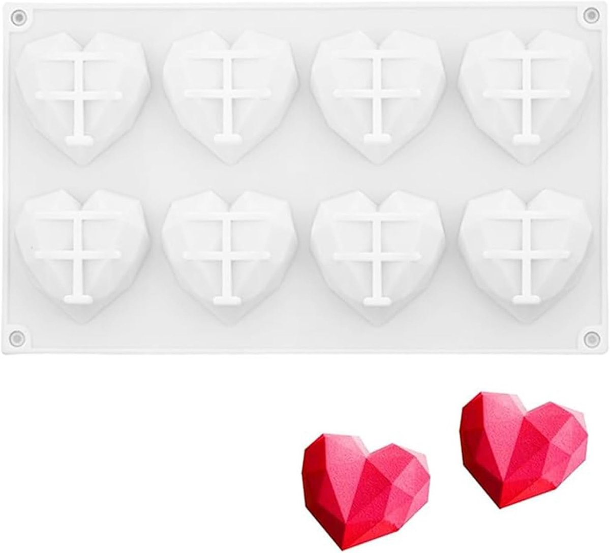 SnelShoppen - Hartvormige Cakevorm, 3D Hart Diamantvorm, Siliconen Cakevorm voor Mousse Taart, Duurzaam en Veilig Materiaal, Ideaal voor Feestjes en S
