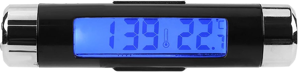 SnelShoppen - Digitale Auto Klok Thermometer 2-in-1 met LED Achtergrondverlichting, 3.4 x 0.7 Inch, Multifunctionele Auto Accessoire voor Temperatuur