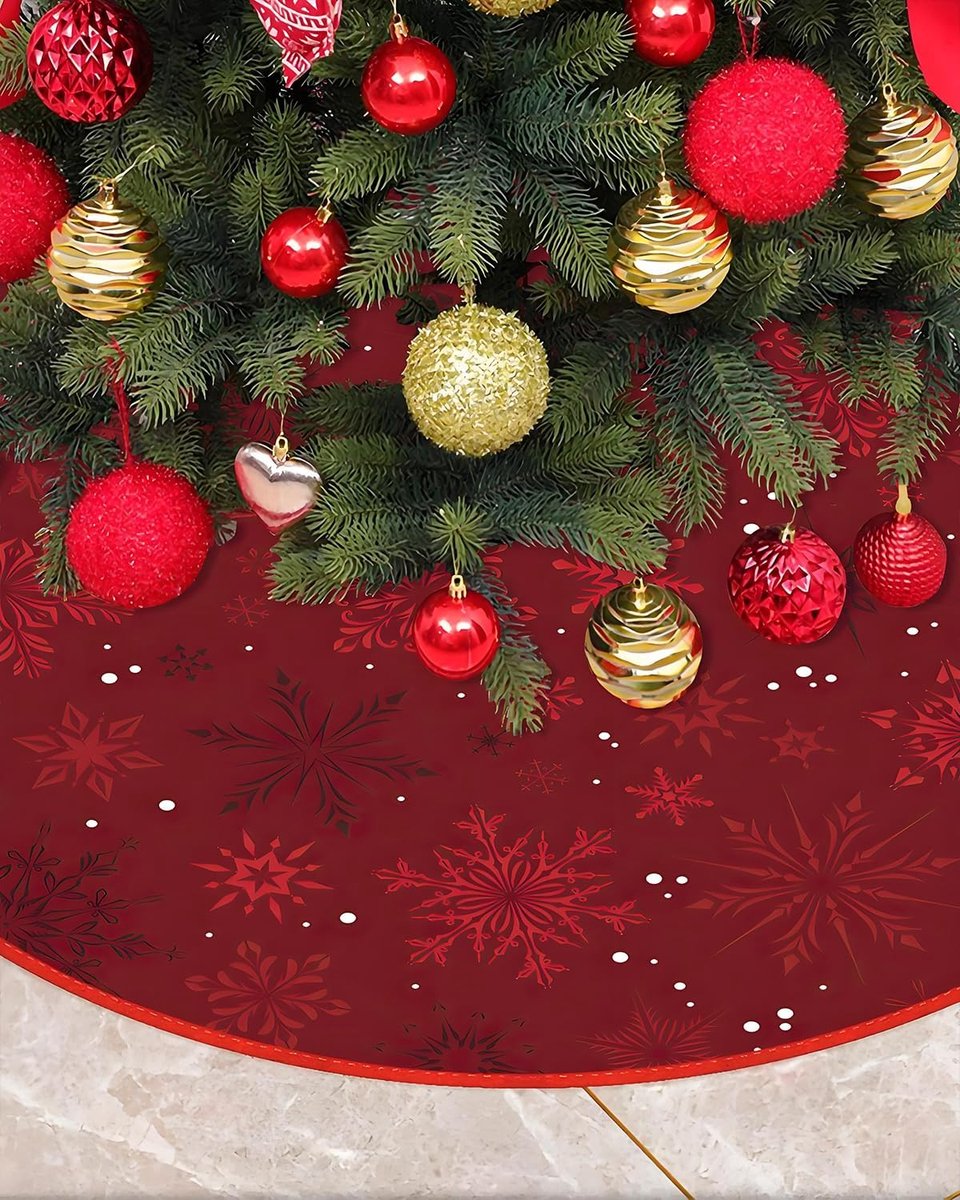 Christmas Tree Skirt Red 68/36/48cm,Mateju Christmas Tree Skirt Soft Plush Base Floor Mat Cover Christmas Party - ShopVlot