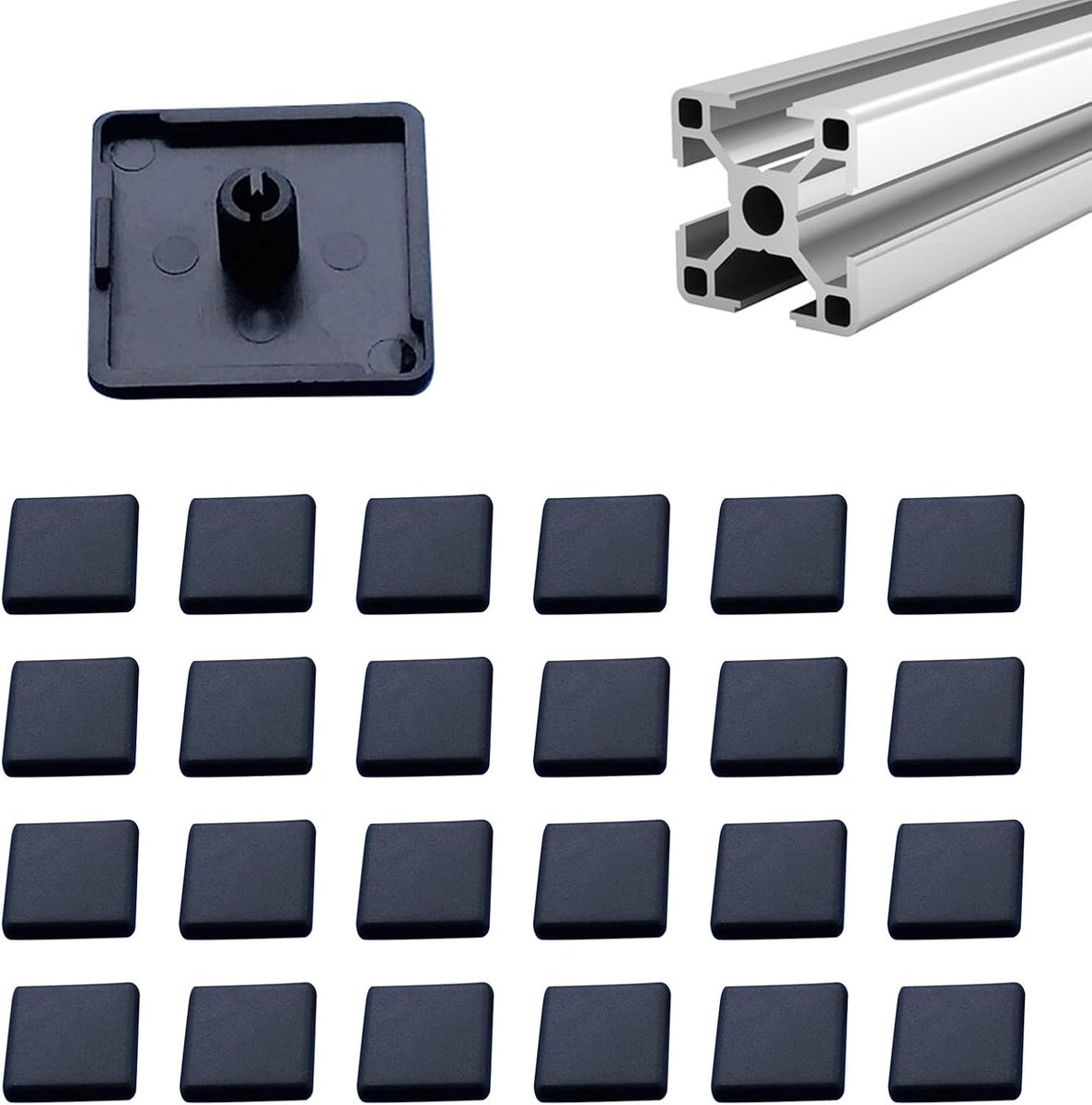 YouU 20x20mm European Standard Seal Cover European Aluminum Extrusion Profile End Cover Black 60PCS - ShopVlot