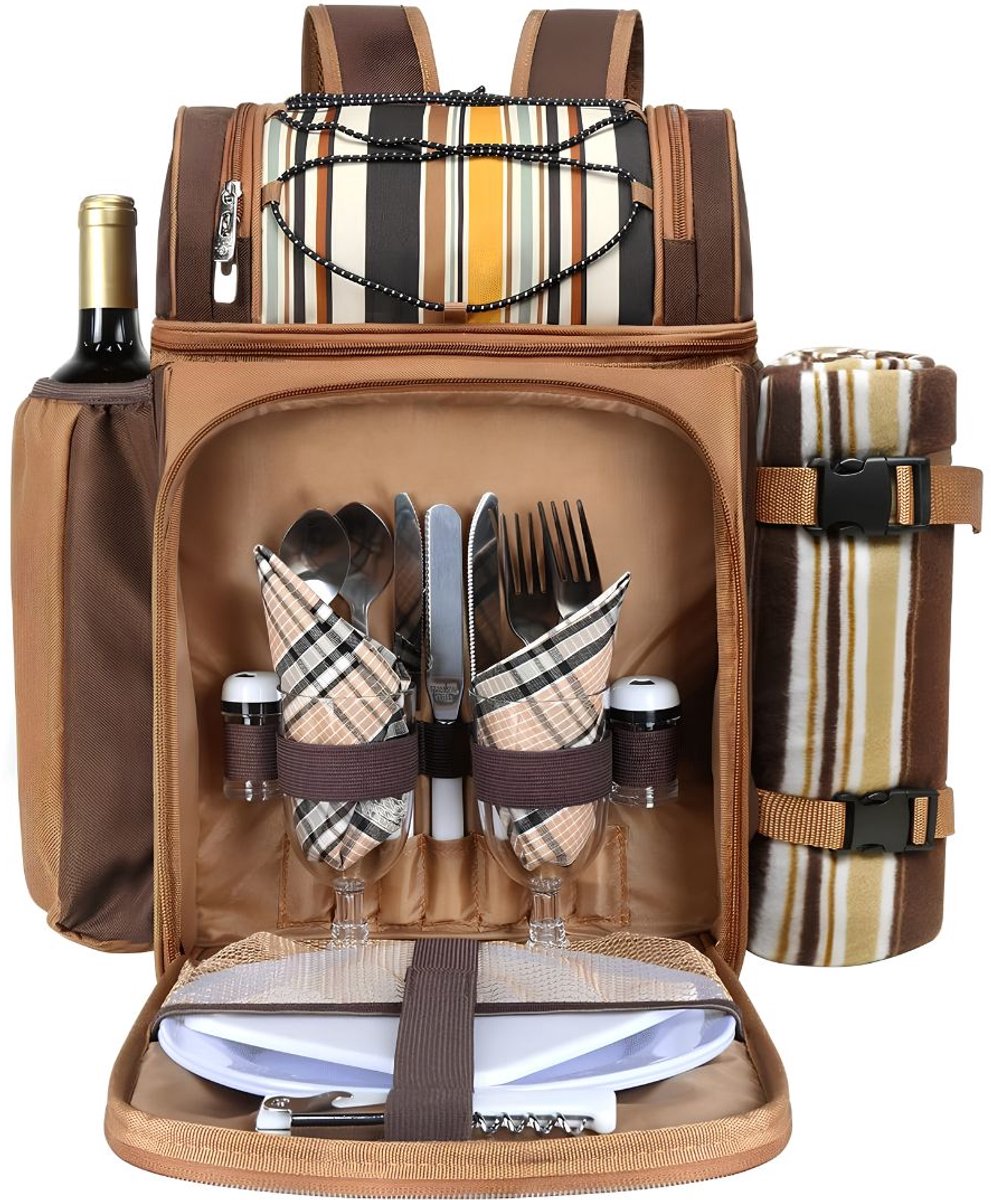 SP® Picknickmand - Picknickmand 2 Personen - Mand Outdoor - Bruin - 30cm x 29cm x 44cm
