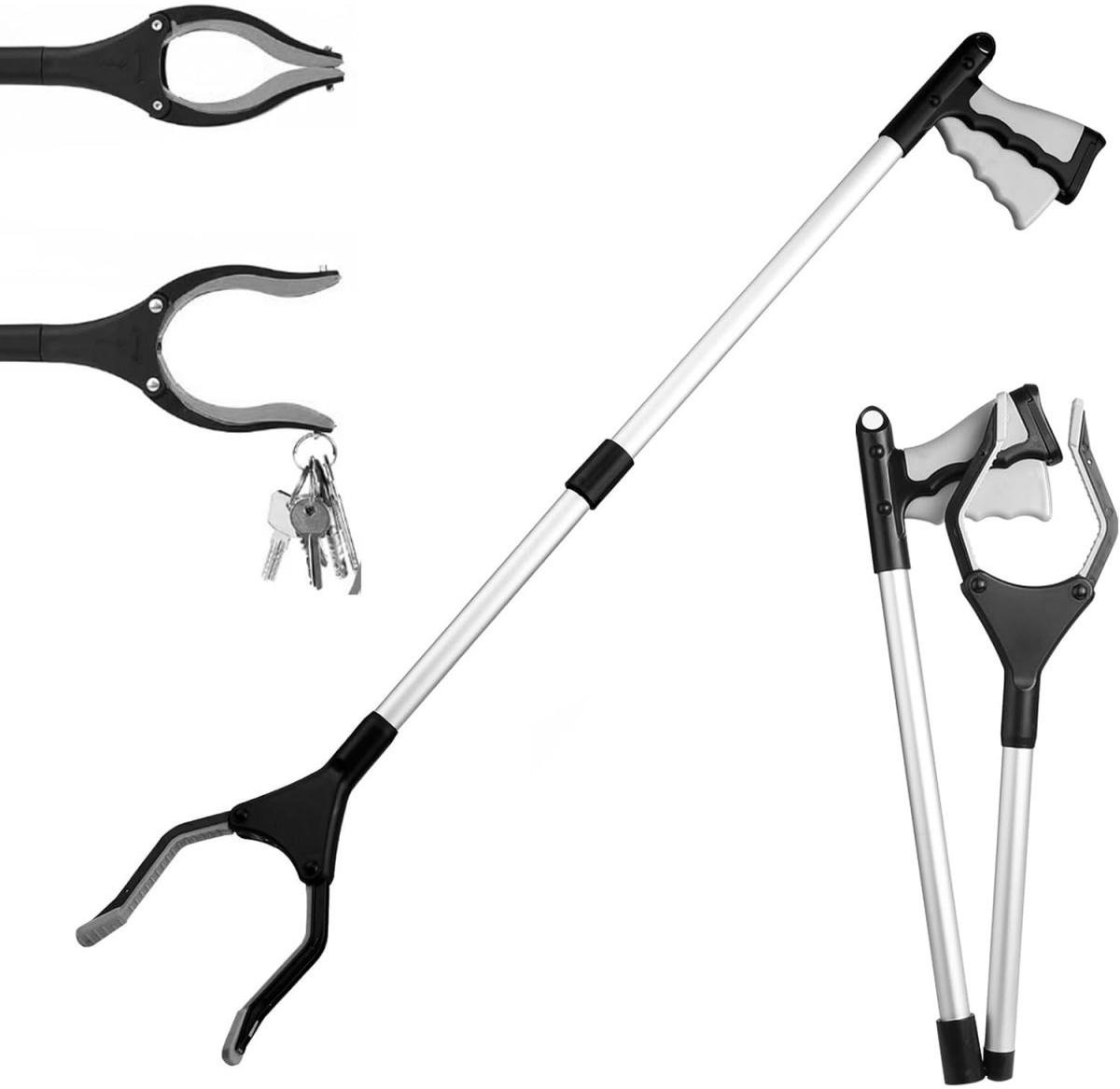 SSTRWGOOD Greepzangen - 82cm Aluminium Greifzange met Magnetische Spitze - 360° Roterende en Opvouwbare Handgreifer - Geschikt voor Ouderen, Tuin en Opruimen - Duurzaam Aluminium Materiaal