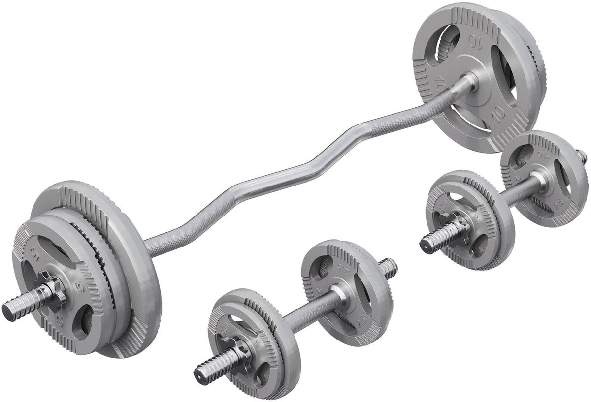 Gorilla Sports Halterset 70 kg - 30 mm - Gietijzer - Gewichten met Halters