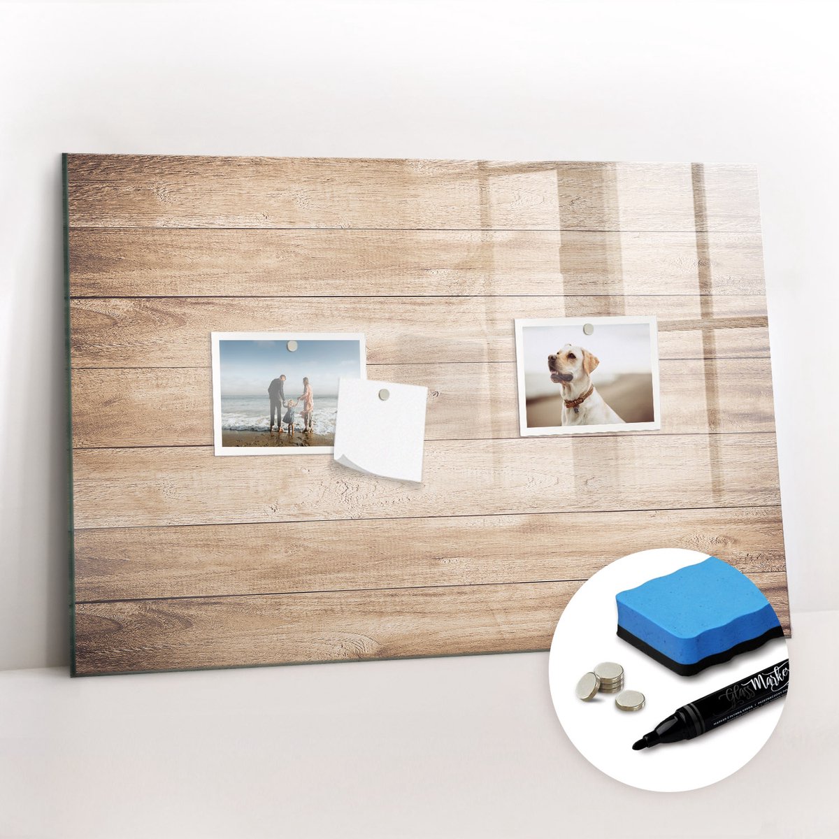 Tulup Whitebord - Houtstructuur - 60 x 40 cm - Bruin Magnetisch Bord Kind - Gratis 5 Sterke Magneten + Whiteboard Marker & Wisser - Minimalistisch Prikbord - Magnetisch Bord - Notitiebord Werkplek