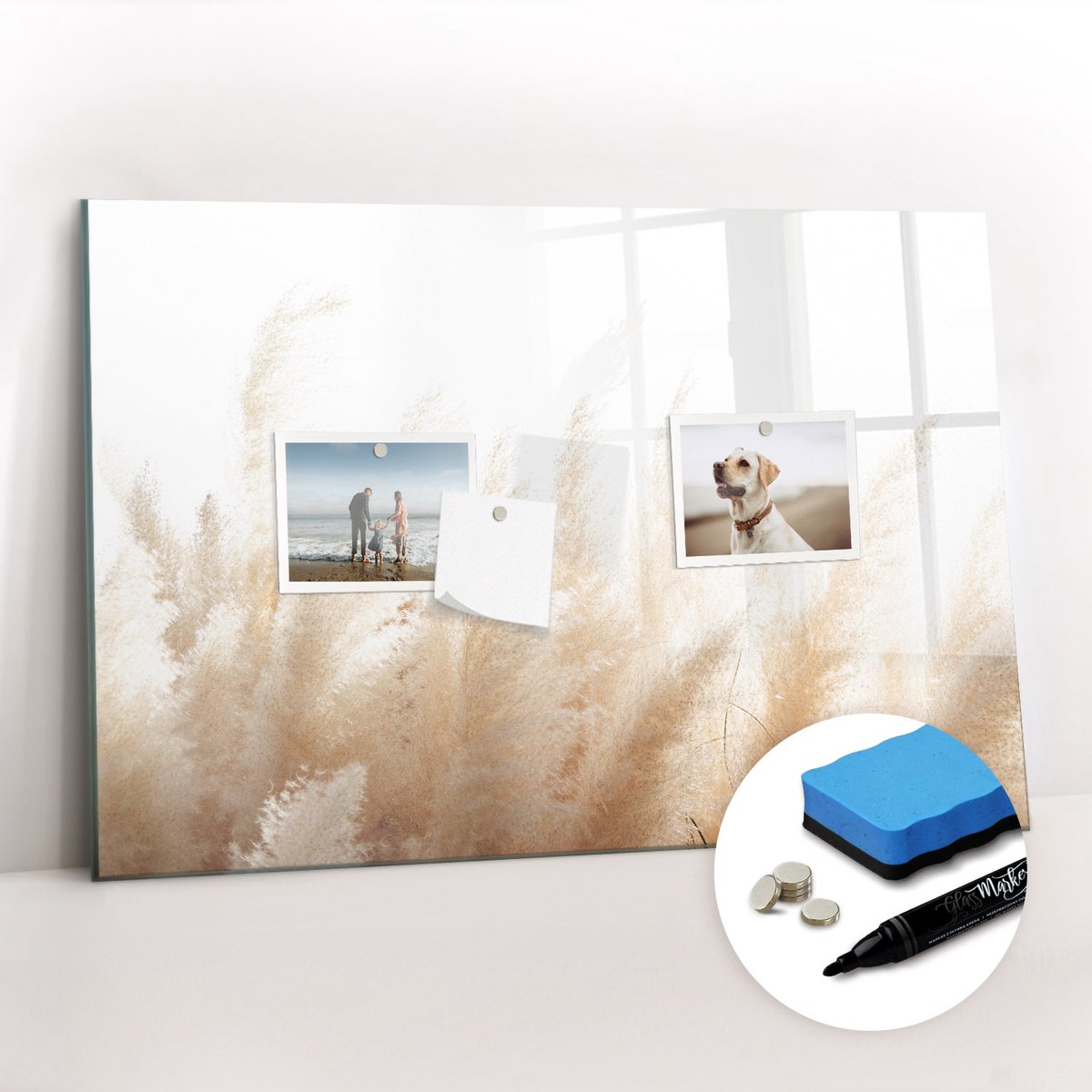 Tulup Whitebord - Graanabstractie - 60 x 40 cm - Bruin Memobord Magnetisch - Gratis 5 Sterke Magneten + Whiteboard Marker & Wisser - Moderne Wanddecoratie - Memo Magneetbord - Notitiebord Werkplek