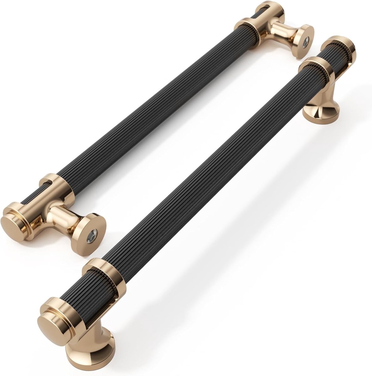 Set van 10 Mat Zwarte en Champagne Gouden Kastgrepen, 6.3" Gatafstand, Moderne Kastenhandgrepen voor Keuken, Lades en Meubels
