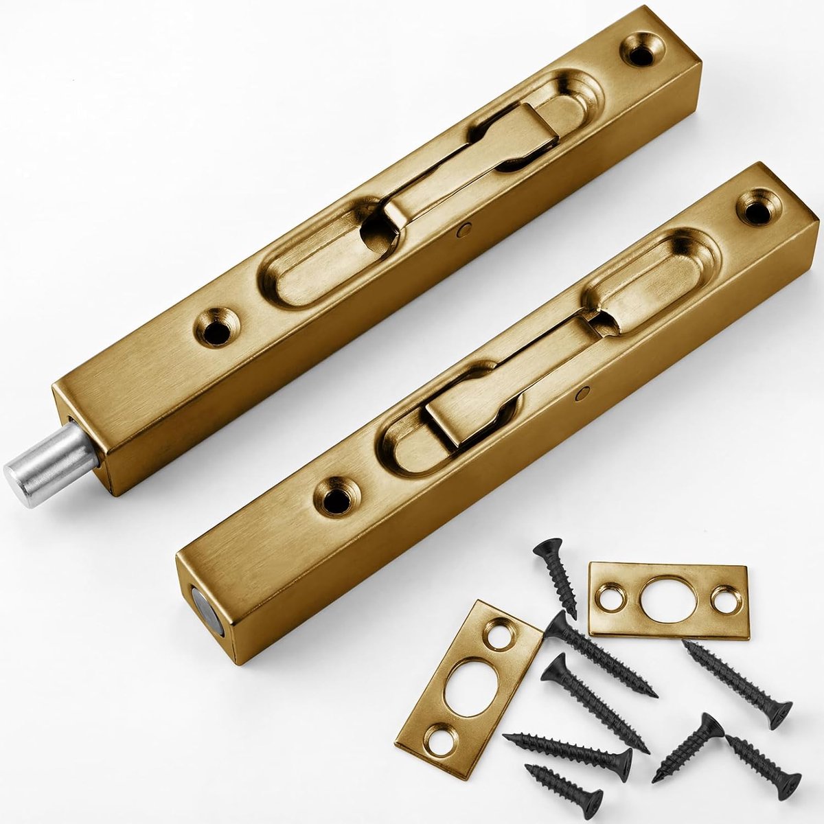 SnelShoppen - 2 Stuks Verstevigde Deursluitingen 304 Antiek Messing Verborgen Deursluiting RVS 15cm Voor Franse Deuren, Composiet Deuren, Houten Deure