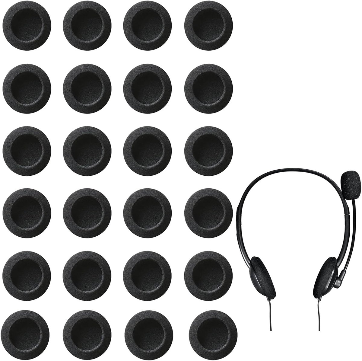 Oorkussens voor Koptelefoons 24 Stuks - Zachte Spons Oorkussens - Verbeterde Geluidsisolatie - Comfortabel Luisteren - SnelShoppen