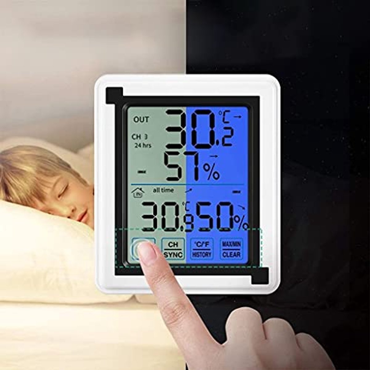 SnelShoppen - Multifunctionele Draadloze Weerstation met Buiten Sensor, Digitale LCD Display, Thermometer, Hygrometer, Barometer en 60m Bereik (Wit)