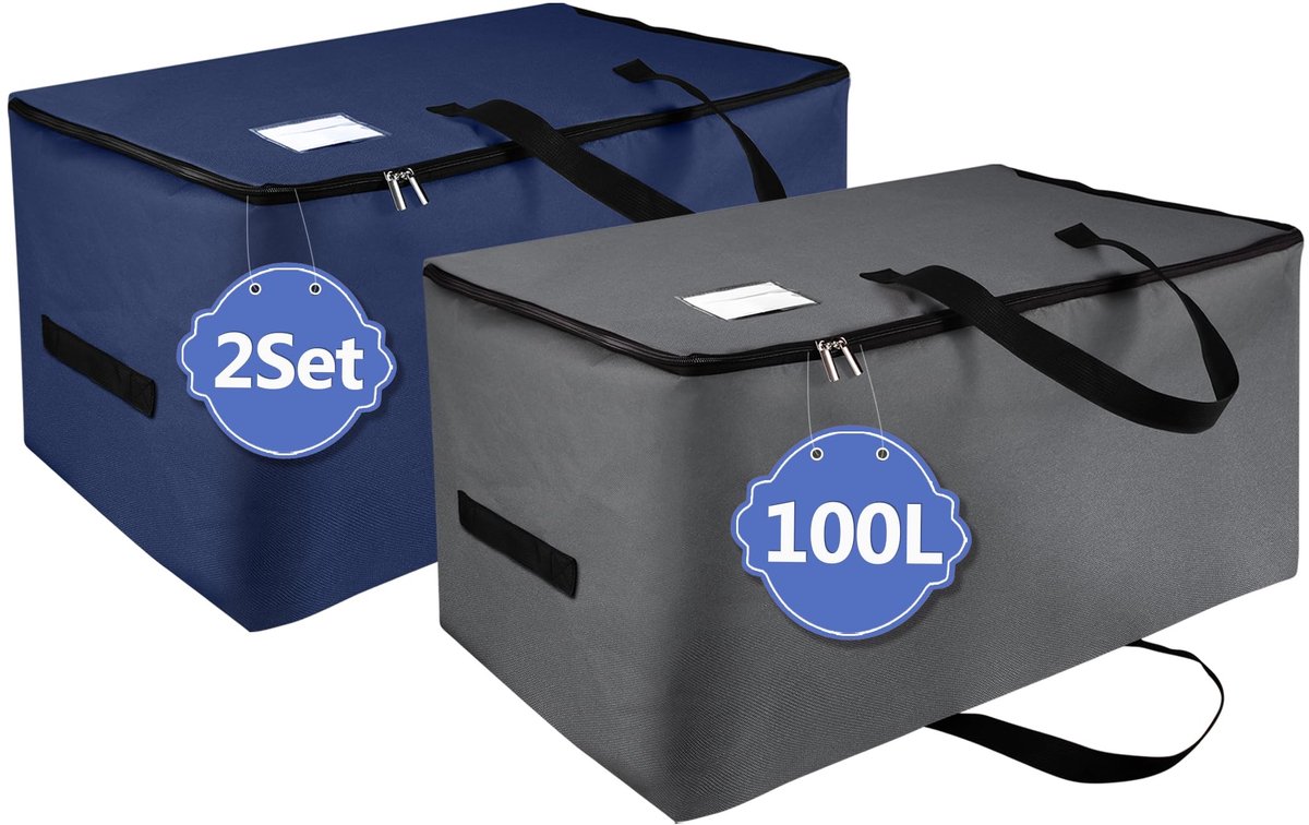 Omgoods- Opbergzakken 100 l - Opbergtas onder bed - Opvouwbaar - 600D Oxford-stof - Dubbele ritssluiting - Met handgrepen