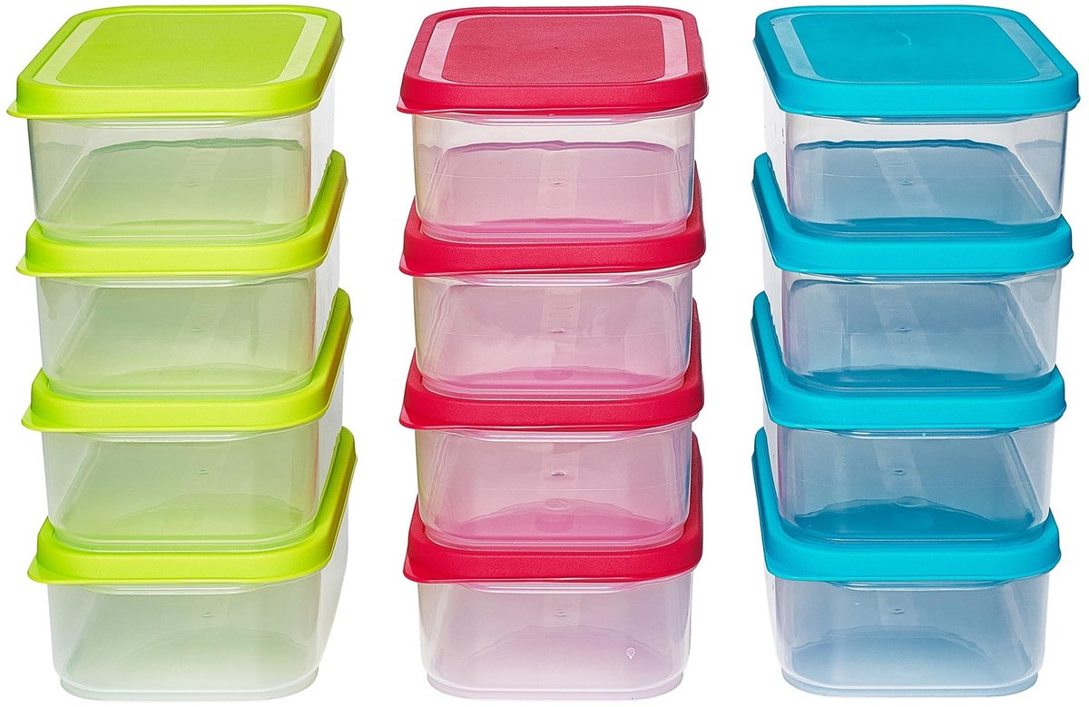 Omgoods - Set van 12 Airtight Vriezerdozen 0,5L met Deksel