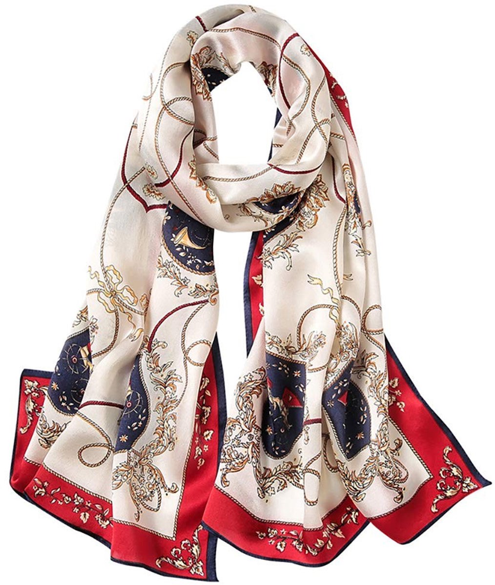 Omgoods - 100% Mulberry Zijde Sjaal 53.3 x 53.3 cm Met Digitale Print