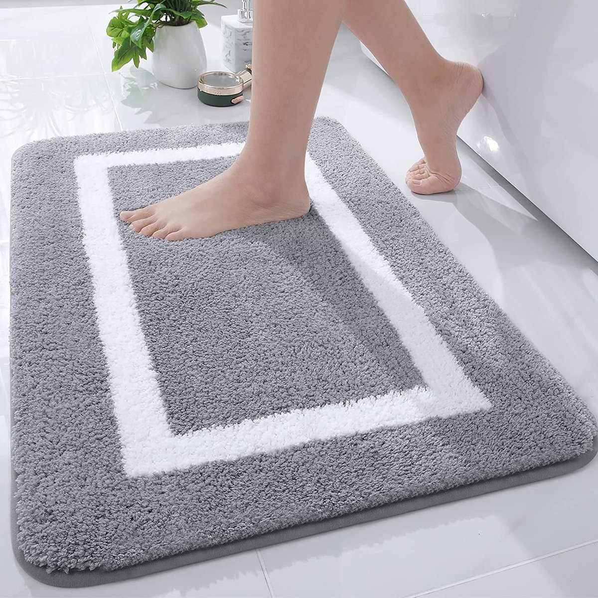 Omgoods - Washable Microfiber Badmat 50 x 80 cm, Grijs