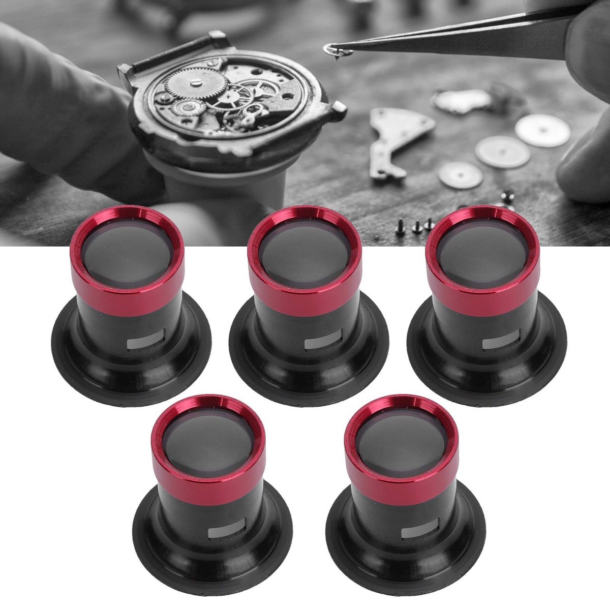 Omgoods- Vergrootglas - 5 Stuks - Aluminiumlegering - Horloge Reparatie - Juwelier - Precisie Oculair - Vermindert Vermoeidheid - Loep