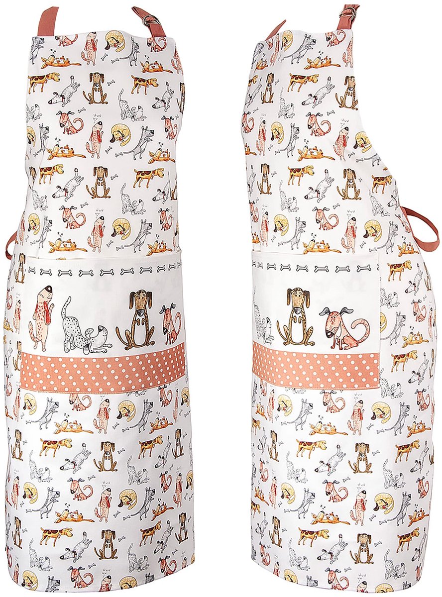 Omgoods - Katoenen Keukenschort met Grappige Honden Print