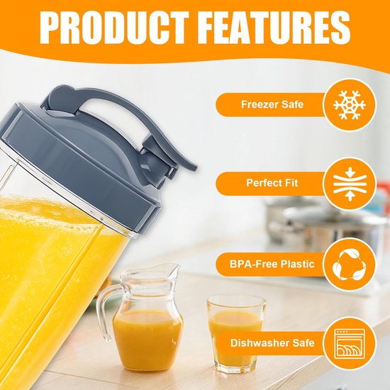 Omgoods - Set van 2 Vervangende Glazen met Deksel voor Blender van Omgoods — afbeelding 3